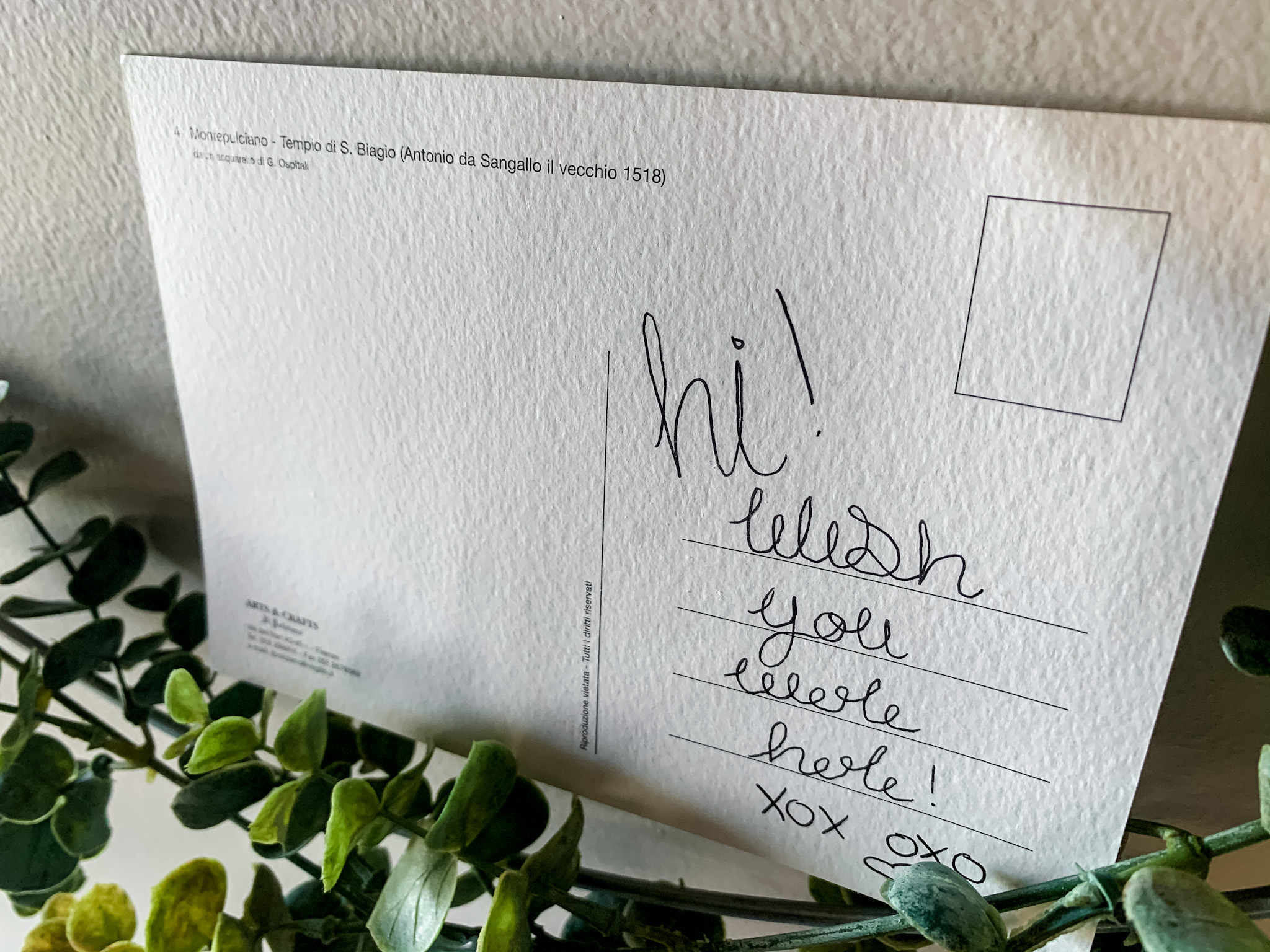 Postcard with note to show sample text.