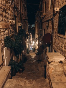 Dubrovnik streets at night.