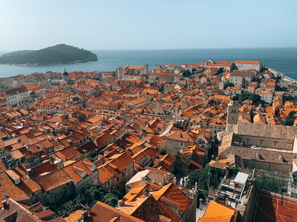 High vantage point of Old Town Dubrovnik.